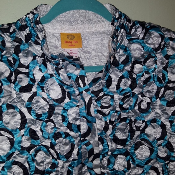 Ruby Rd. Tops - Ruby Rd. Petite PL zipper blue & black top